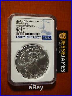 2020 (p) Silver Eagle Ngc Ms70 Er Emergency Issue Struck At Philadelphia Mint