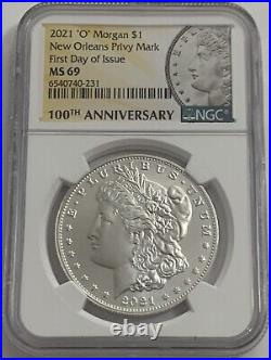 2021 $1 O Silver Morgan Dollar Ngc Ms69 First Day Of Issue Fdi New Orleans Fdoi