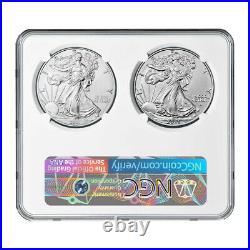 2021 $1 Type 1 and Type 2 Silver Eagle Set NGC MS70 T1 T2 Label