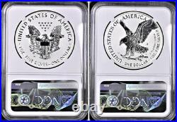 2021 2 coin reverse proof silver eagle design set w T1 and s T2 ngc rp 69 fdoi