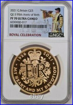 2021 95th Birthday Royal Mint £5 Gold Proof PF70 NGC