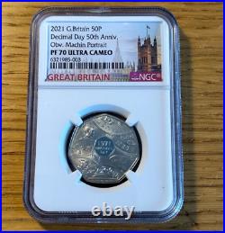 2021 Decimal Day Machin Portrait PF70 Proof 50p Coin Fifty Royal Mint NGC Graded