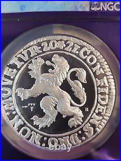 2021 Lion Dollar Royal Dutch Mint. 9999 1 oz Silver NGC PF 69 ULTRA CAMEO PURPLE