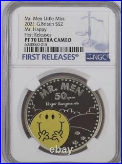 2021 NGC Graded PF70 UC FR Mr Happy Silver Proof £2 Coin Royal Mint