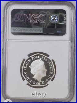 2021 NGC Graded PF70 UC Silver Proof 50p Winnie The Pooh & Friends Royal Mint