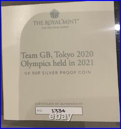 2021 NGC Graded PF70 UC Team GB Tokyo Olympics Silver Proof 50p Coin 5500 Struck