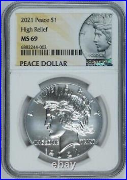 2021 NGC MS69 Peace Silver Dollar High Relief Philadelphia
