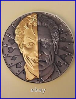 2021 NGC Niue Lithuanian Mint Two-Face Joker Mask 2 oz Silver Coin MS70 Antiqued