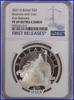 2021 Royal Mint S£2 Britannia With Lion First Releases Ngc Pf69 Ultra Cameo