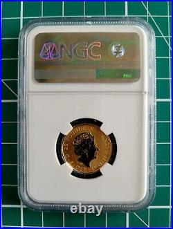 2021 Royal Mint UK Gold Reverse Proof Queen's Beasts Greyhound 1/4oz NGC PF70
