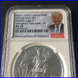 2021 Silver 1 oz Heraldic Eagle NGC MS 70 Donald Trump Label