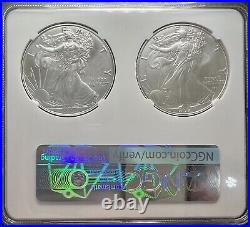 2021 Silver Eagle $1 NGC MS70 T-1 & T-2 First Day Issue 2-Coin Set Key Date