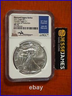 2021 Silver Eagle Ngc Ms70 Mercanti Signed Last Day Of Production Ldp Type 1