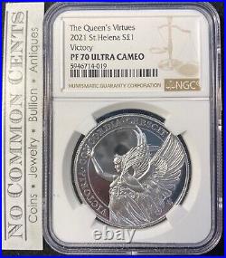 2021 St. Helena Queen's Virtues Victory 1 oz Silver Coin NGC PF 70 UCAM