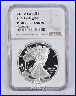 2021-W PF70 UC American Silver Eagle Proof Landing T2 NGC Brown Label