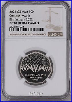 2022 50P NGC PF70 Ultra Cameo Commonwealth Games Birmingham Royal Mint