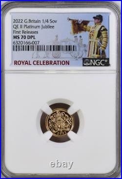 2022 Gold 1/4 Sovereign Quarter NGC MS70 DPL Britain Royal Mint