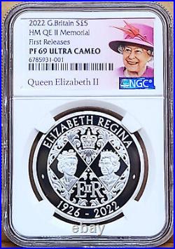 2022 HM queen elizabeth II memorial 5 pound silver proof coin ngc pf69 uc fr