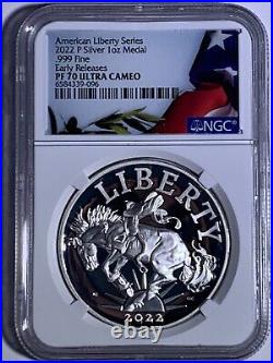 2022 P 1 Oz Ngc Pf70 Er Ultra Cameo Early Release American Liberty Silver Medal