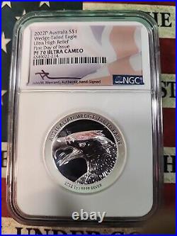 2022 P Australia Silver $1 Wedge-Tailed Eagle UHR FDOI Mercanti PF70 ULTRA NGC