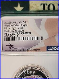 2022 P Australia Silver $1 Wedge-Tailed Eagle UHR FDOI Mercanti PF70 ULTRA NGC