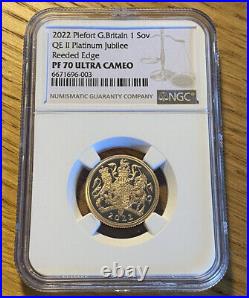 2022 Piedfort Sovereign PF70 Royal Mint Platinum Jubilee NGC Graded PF 70 UCAM