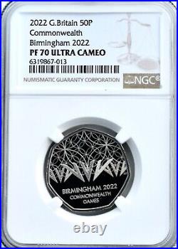 2022 Proof 50p Commonwealth Games PF70 NGC Fifty Britain Royal Mint