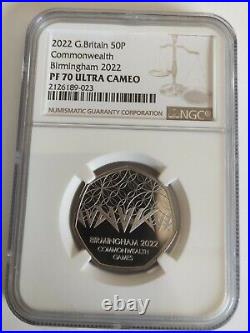 2022 Royal Mint 50p Coin Ngc P70 Ultra Cameo Commonwealth Games Birmingham