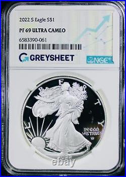 2022-S American Silver Eagle NGC Proof-69 Ultra Cameo Greysheet Label