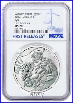 2022 Tuvalu Street Fighter Ryu 1 oz. 9999 Silver $1 Coin NGC MS70