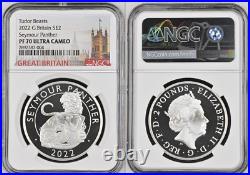 2022 UK £2 1oz Silver Tudor Beasts SEYMOUR PANTHER NGC PF70UC 1st coin