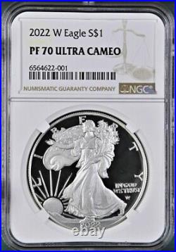 2022 w proof silver eagle ngc pf 70 uc brown label with coa