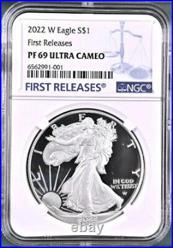 2022 w proof silver eagle ngc pf69 uc first releases fr label with coa