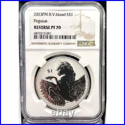 2023 BVI Pegasus Reverse Proof 1 oz Silver Coin NGC REVERSE PF 70 POBJOY MINT
