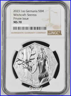 2023 Germania Witchcraft Seeress 1oz Silver Octagonal Coin NGC MS 70