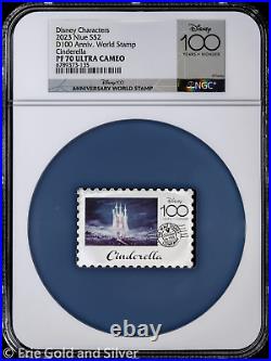 2023 Niue disney 100th Stamp Cinderella 1 oz Silver Coin NGC PF 70 UCAM