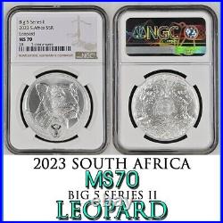 2023 SOUTH AFRICA SILVER BIG 5 RAND LEOPARD MS70 NGC ms 70 R5 SERIES II 2 1 OZ