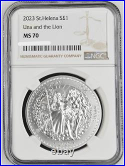 2023 St. Helena Una and the Lion 1oz Silver Coin NGC MS 70