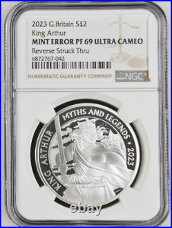 2023 United Kingdom King Arthur 1oz Silver Coin NGC Mint Error PF 69 UCAM