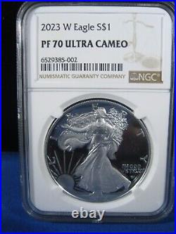 2023 W SILVER AMERICAN EAGLE $1 NGC PF70 ULTRA CAMEO F16 With BOX AND COA