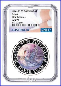 2024 Australia Swan Colorized Silver NGC MS70 First Releases Includes Box/COA