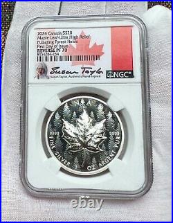 2024 Canada $20 1oz Silver Maple Leaf Pulsating Forest UHR NGC PF70 FDOI Signed