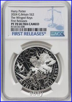 2024 Harry Potter The Winged Keys, 1 Oz Great Britain SILVER Proof Coin NGC PF70