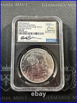 2024 Mesa Grande Sovereign Nation NGC MS70 1 oz Silver FDOI Signed Beth Zaiken