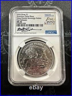 2024 Mesa Grande Sovereign Nation NGC MS70 1 oz Silver FR Signed Beth Zaiken