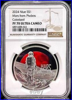 2024 Niue $1 Mars from Phobos 1 oz. 999 Silver Coin NGC PF 70 UCAM