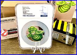 2024 Niue $5 Ghostbusters Slimer Shaped 2 oz Silver Coin NGC MS70 with OGP & COA