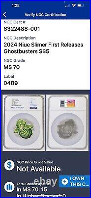 2024 Niue $5 Ghostbusters Slimer Shaped 2 oz Silver Coin NGC MS70 with OGP & COA