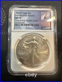 2024 (P) American Silver Eagle NGC MS 70 Star Privy 1 oz silver 8 Era Nice Gang