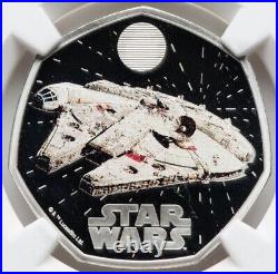 2024 Star Wars Millennium Falcon G Britain SILVER Proof Colorized Coin, NGC PF70